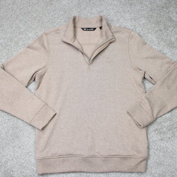 Travis Mathew Sweatshirt Mens Small Beige Hideaway 1/4 Zip Golf L/S Pullover - Picture 7 of 16